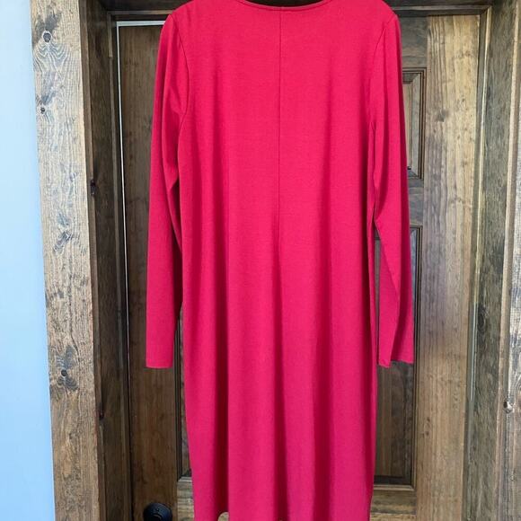 J Jill Wearever Shift Dress Long Sleeve Pleated Stretch Red | Size M | NWOT - Picture 7 of 7